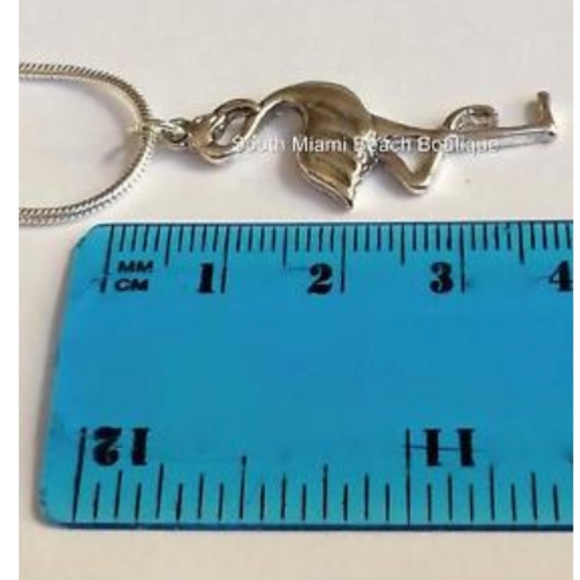 Silver Flamingo Necklace Bird Island Tropical 18" Plated - Picture 6 of 8
